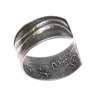 5.5" Lomayoosi Hopi Jonah Hill Tufa Cast sterling cuff bracelet silver - Estate Fresh Austin