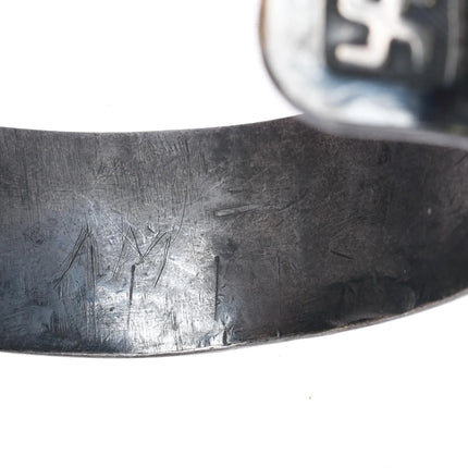 6.35" c1930 Navajo Whirling logs thunderbird arrow sterling silver cuff bracelet - Estate Fresh Austin