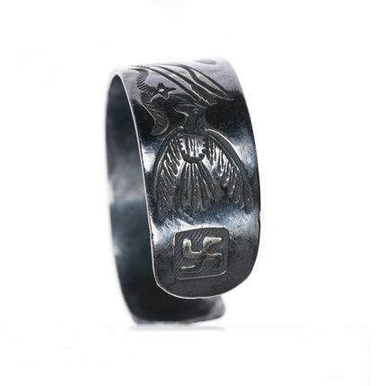 6.35" c1930 Navajo Whirling logs thunderbird arrow sterling silver cuff bracelet - Estate Fresh Austin