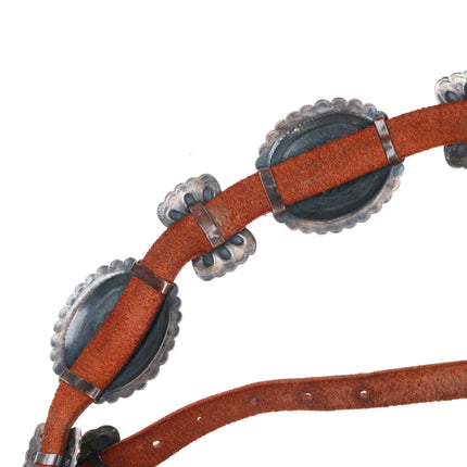 Harry Morgan Navajo Sterling silver Heavy stamped Repousse Butterfly concho belt - Estate Fresh Austin