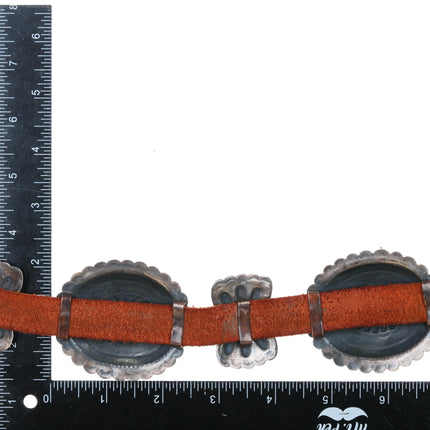 Harry Morgan Navajo Sterling silver Heavy stamped Repousse Butterfly concho belt - Estate Fresh Austin