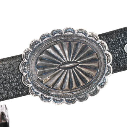 c1940's Navajo Sterling silver Heavy stamped Repousse concho belt - Estate Fresh Austin