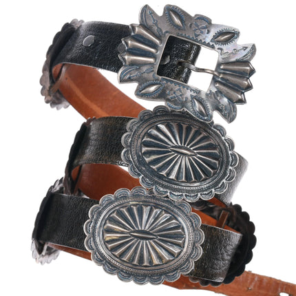 c1940's Navajo Sterling silver Heavy stamped Repousse concho belt - Estate Fresh Austin