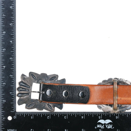 c1940's Navajo Sterling silver Heavy stamped Repousse concho belt - Estate Fresh Austin