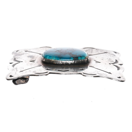 50's-60's Southwestern Sterling silver belt buckle with gorgeous turquoise stone - Estate Fresh Austin