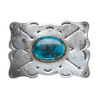 50's-60's Southwestern Sterling silver belt buckle with gorgeous turquoise stone - Estate Fresh Austin