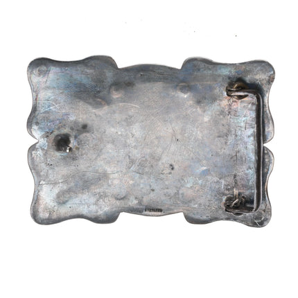 50's-60's Southwestern Sterling silver belt buckle with gorgeous turquoise stone - Estate Fresh Austin