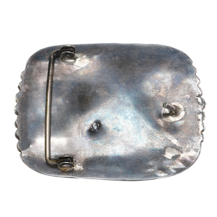 Large vintage DB Navajo Kingman turquoise sterling silver belt buckle - Estate Fresh Austin