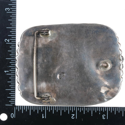 Large vintage DB Navajo Kingman turquoise sterling silver belt buckle - Estate Fresh Austin