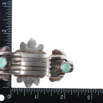 6.1" 40's-50's Navajo turquoise cluster cuff bracelet side stone sterling silver - Estate Fresh Austin