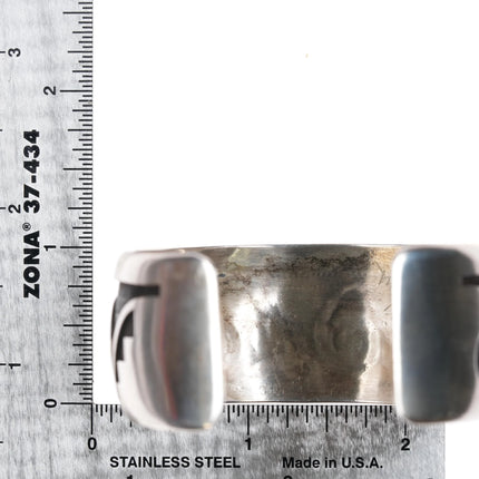 6.25" Robert Lomadapki Hopi overlay wave/water cuff bracelet sterling silver - Estate Fresh Austin