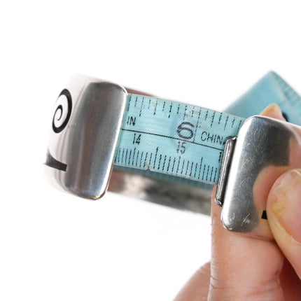 6.25" Robert Lomadapki Hopi overlay wave/water cuff bracelet sterling silver - Estate Fresh Austin