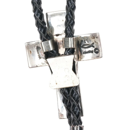 Vintage Roger John Navajo sterling silver cross bolo tie - Estate Fresh Austin