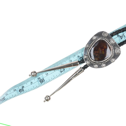 Vintage 1978 sterling silver Arizona Fire Agate bolo tie - Estate Fresh Austin