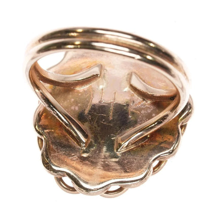 sz7 14k gold southwestern ring with high grade spiderweb turquoise - Estate Fresh Austin