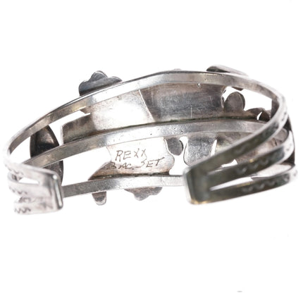 6.4" c1950's Zuni Rainbow Man sterling silver cuff bracelet nicely stamped sides