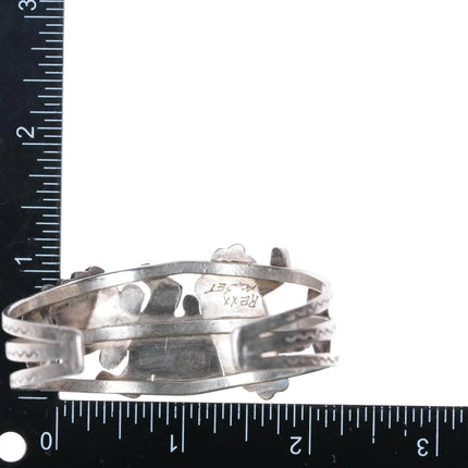 6.4" c1950's Zuni Rainbow Man sterling silver cuff bracelet nicely stamped sides