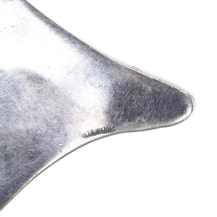 Vintage sterling silver scary monster face pendant necklace oxidized background - Estate Fresh Austin