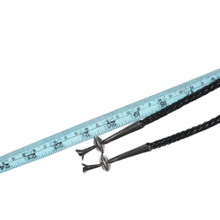 80's-90's Large Charlie John Navajo sterling silver Kingman turquoise bolo tie - Estate Fresh Austin