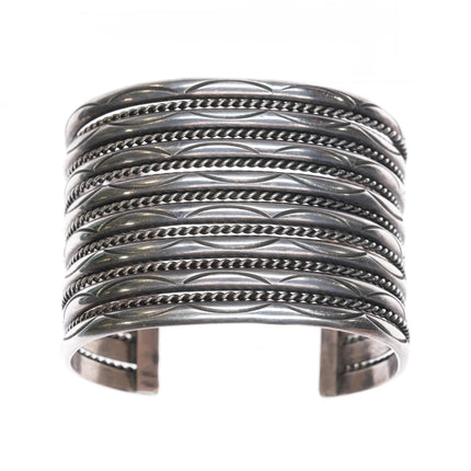6.25" Vintage Tahe Navajo multi Band sterling silver twisted wire cuff bracelet - Estate Fresh Austin