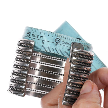 6.25" Vintage Tahe Navajo multi Band sterling silver twisted wire cuff bracelet - Estate Fresh Austin