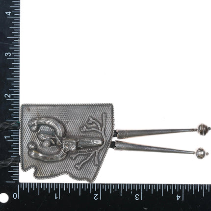 c1970 Bola Bill Arizona Shaped sterling silver bolo tie w saguaro cactus - Estate Fresh Austin