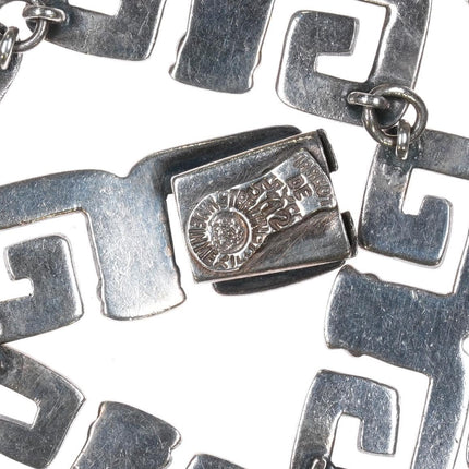 15" Margot De Taxco Mexican Modernist sterling silver greek key 5112 necklace - Estate Fresh Austin