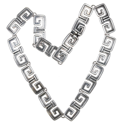 15" Margot De Taxco Mexican Modernist sterling silver greek key 5112 necklace - Estate Fresh Austin