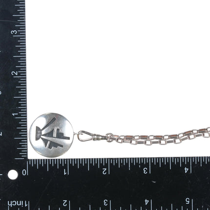 Vintage Hopi Overlay reversible sterling silver pendant on watch fob necklace - Estate Fresh Austin