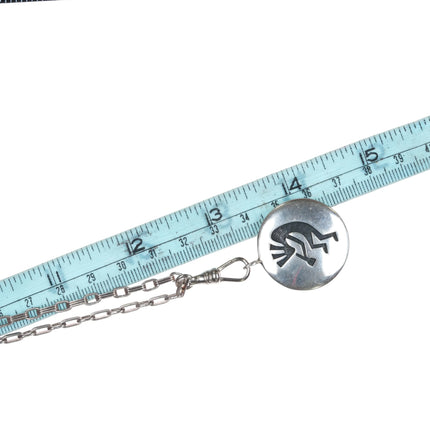 Vintage Hopi Overlay reversible sterling silver pendant on watch fob necklace - Estate Fresh Austin