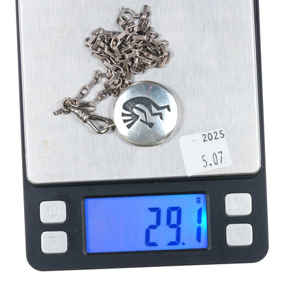 Vintage Hopi Overlay reversible sterling silver pendant on watch fob necklace - Estate Fresh Austin