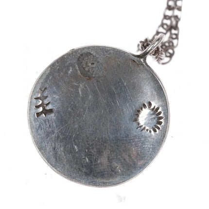 Vintage Hopi Overlay kokopelli sterling silver pendant on necklace - Estate Fresh Austin