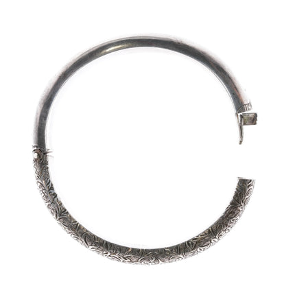 6.35" Antique Hand Engraved sterling silver bangle bracelet - Estate Fresh Austin