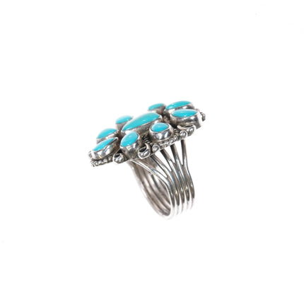 J Navajo sterling silver cluster Sleeping Beauty turquoise ring - Estate Fresh Austin