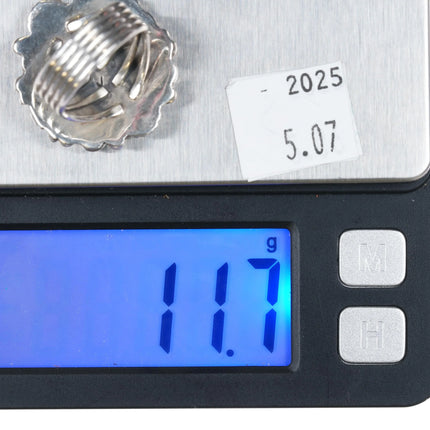 J Navajo sterling silver cluster Sleeping Beauty turquoise ring - Estate Fresh Austin