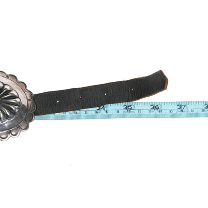 Big c1960 Navajo sterling silver and turquoise hand stamped repousse concho belt - Estate Fresh Austin