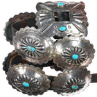 Big c1960 Navajo sterling silver and turquoise hand stamped repousse concho belt - Estate Fresh Austin