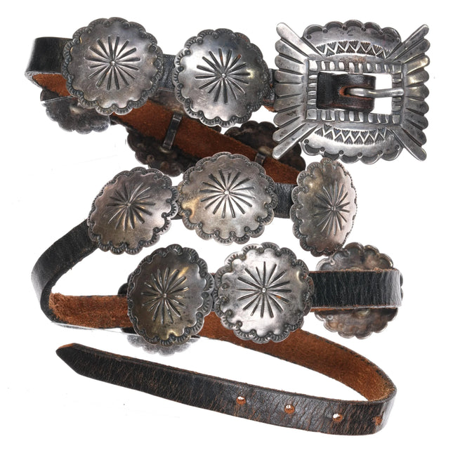 50's-60's Hand Stamped Navajo sterling silver concho belt - Estate Fresh Austin
