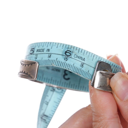 6.55" c1940's Navajo hand stamped cuff bracelet nice turquoise sterling silver - Estate Fresh Austin