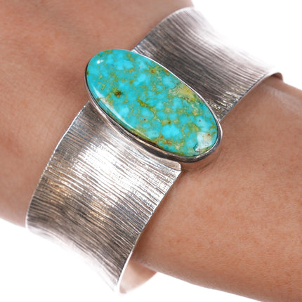 Howard Sice (Hopi - Laguna) Sterling silver waterweb turquoise cuff bracelet - Estate Fresh Austin