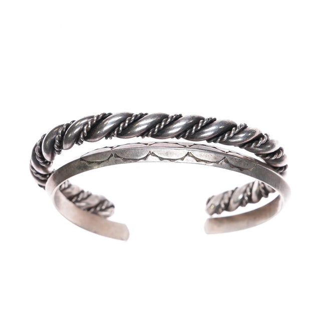 6-6.25" Navajo sterling silver carinated/twisted wire stacking cuff bracelets pr - Estate Fresh Austin