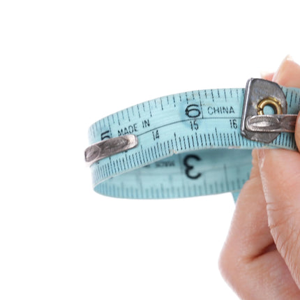 6.35" c1940 Zuni stamped sterling silver snake eye turquoise row cuff bracelet - Estate Fresh Austin