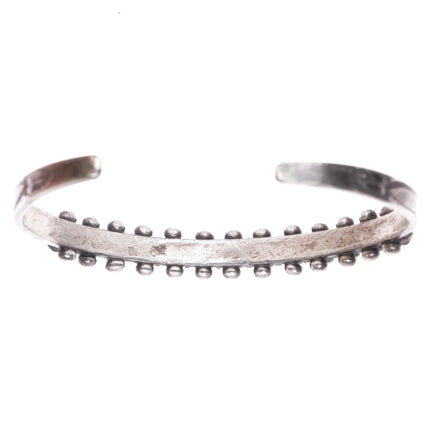 6.25" c1940 Zuni stamped sterling silver snake eye turquoise row cuff bracelet - Estate Fresh Austin