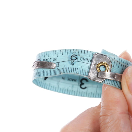 6.25" c1940 Zuni stamped sterling silver snake eye turquoise row cuff bracelet - Estate Fresh Austin