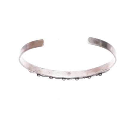 6.3" 50's-60's Zuni carved turquoise row cuff bracelet sterling silver - Estate Fresh Austin