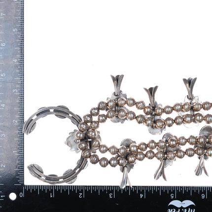 1970's Sterling silver Turquoise/Coral Navajo squash blossom necklace patriotic - Estate Fresh Austin