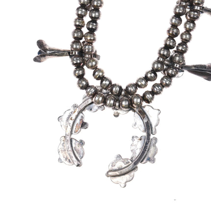 1970's Malachite smaller sterling silver Navajo squash blossom necklace - Estate Fresh Austin