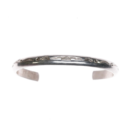6.8" slim stacker sterling silver Navajo stamped cuff bracelet - Estate Fresh Austin