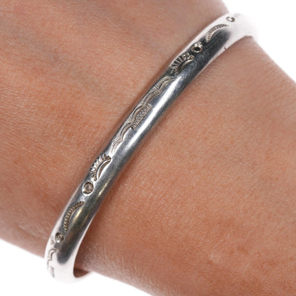 6.8" slim stacker sterling silver Navajo stamped cuff bracelet - Estate Fresh Austin