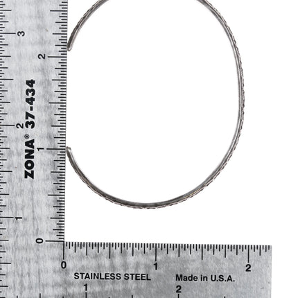 6.6" slim stacker sterling silver Navajo stamped cuff bracelet - Estate Fresh Austin